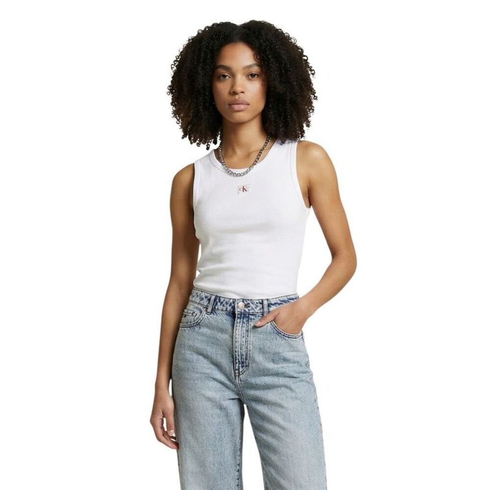 Calvin Klein Jeans White Cotton Tank Women's Tops